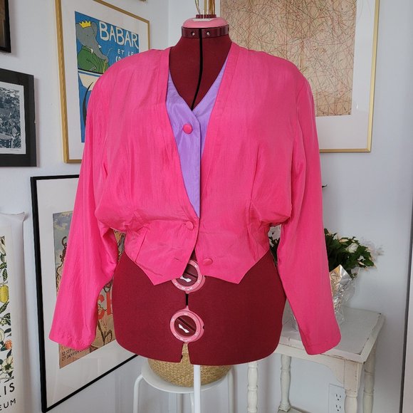 VINTAGE 80's Silk Jacket Small - Picture 1 of 4